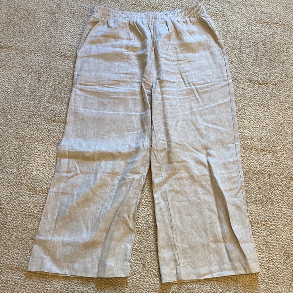 Carly Jean Los Angeles 100% Linen Wide-Leg Pants, size L